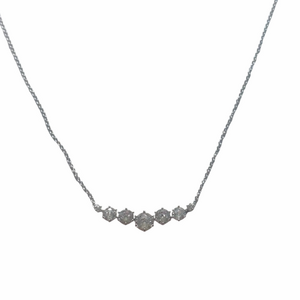 Sterling Silver CZ Diamond Hexagon Bar Necklace